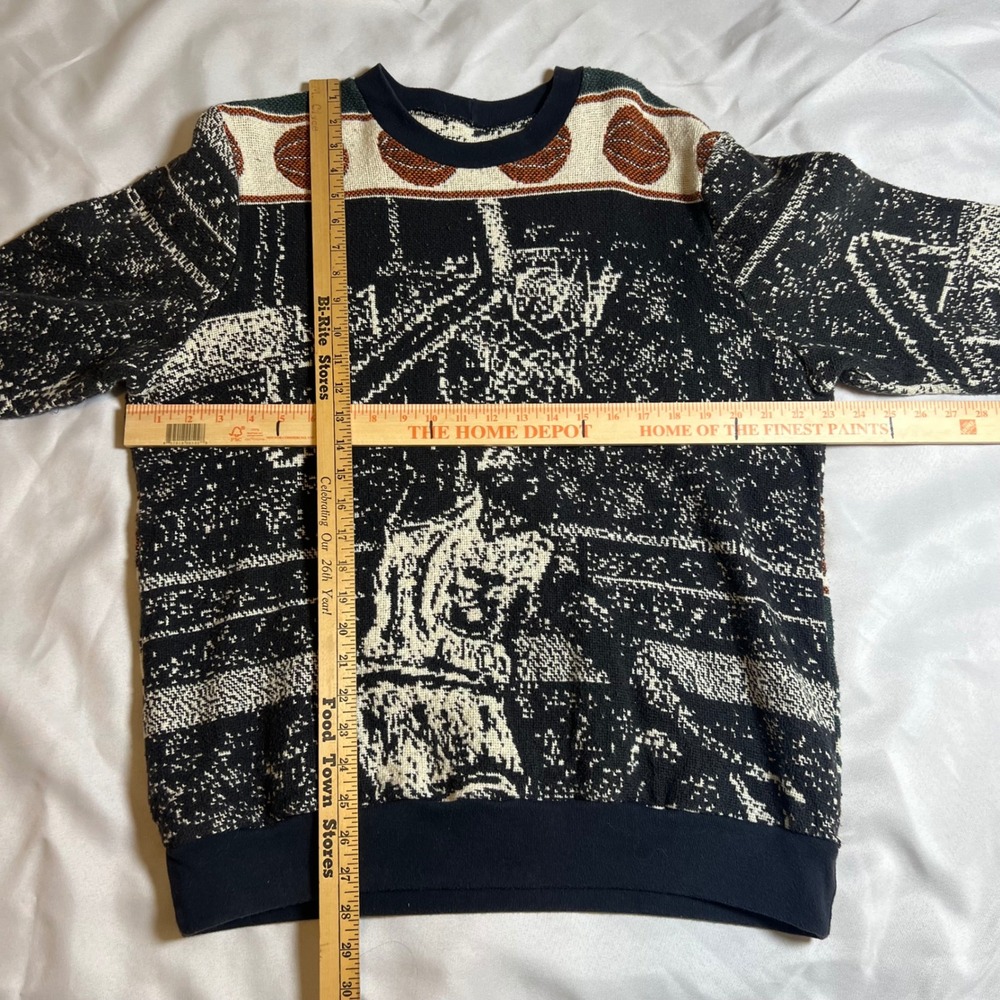 Vintage One of a Kind Basketball Tapestry Knit Sweater Sports Crewneck Mens XL - Picture 4 of 4